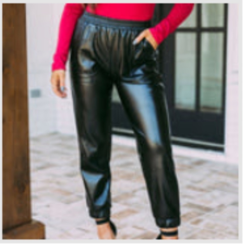 Faux leather joggers. Size L. Bought from These Three boutique.